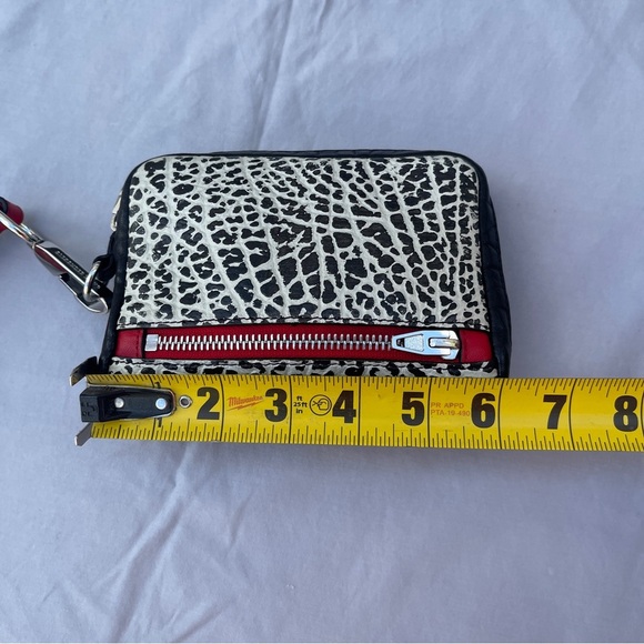 Alexander Wang Fumo Black White Red Embossed Leather Wristlet Zip Around Wallet - Picture 11 of 17